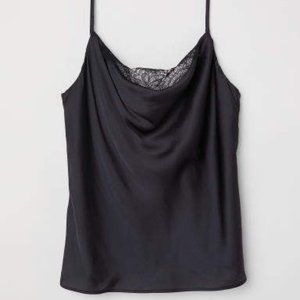 HM BLACK COWL NECK LACE TOP